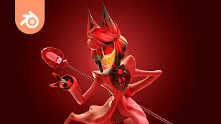 Sculpt Alastor from Hotel Hazbin in Blender Time Lapse