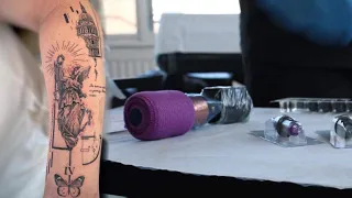 Tattoo process - Timelapse - Angel geometric tattoo