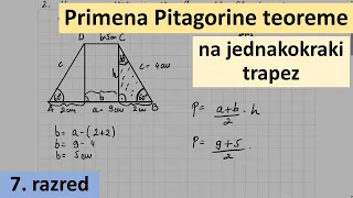 primena pitagorine teoreme na jednakokraki trapez