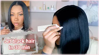 HOW I DYE MY HAIR JET BLACK, THE BLACKEST HAIR YOU'VE SEEN+ NEXT DAY UNWRAPPING