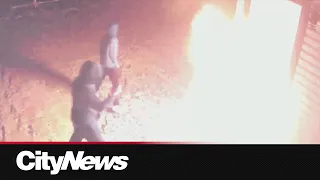 Dramatic video from arson extortion investigation