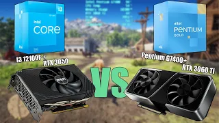Pentium G7400 + RTX 3060 Ti Vs I3 12100F + RTX 3050 - Can a High End GPU Save a Low End CPU?