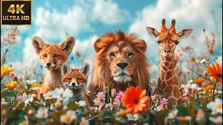 AFRICAN WILD ANIMALS | 4K Wildlife Film of Lion, Elephant, Deer.. | RELAX MUSIC & BIRDSONG ♫