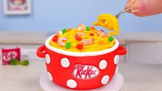 Satisfying Miniature Kitkat Noodle Fondant Cake Decorating | Realistic Miniature Fondant Cake