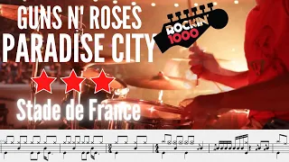 Paradise City - Guns N' Roses | Rockin'1000, Paris 2022 (with scrolling drum sheet)