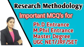 Research Methodology MCQ's for M.Phil & Ph.D  entrance, UGC NET/JRF/SET - By Dr.Rekha's EduGrit