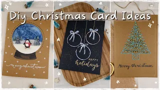 Unique DIY Christmas Greeting Card Ideas | Embroidered,Layered Snowglobe & Christmas Ornament Cards