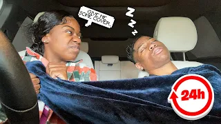 24 HOUR CHALLENGE OVERNIGHT IN OUR CAR *BAD IDEA*