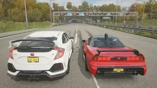 Forza Horizon 4 - 2018 Honda Civic Type R vs 2005 Honda NSX-R GT - Highway Drag Race