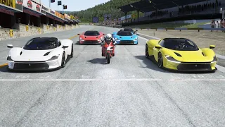 Kawasaki Ninja H2 Red vs Ferrari Daytona SP3 Sports at Old Spa