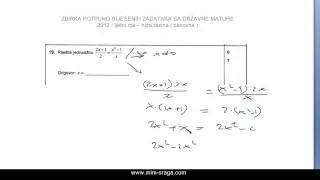 Matematika državna matura - ljeto 2012.  zadatak br.19. - zbirka potpuno riješenih zadataka