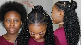 Quick Protective Style | Half Feed in Braids Half Crochet Hair on Short 4C Natural Hair Tutorial