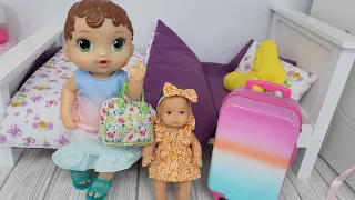 Baby Alive Abby Packing suitcase for Vacation doll travel routine