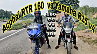 Yamaha R15 v4  VS  Acphai RTR 160 4v   😱 |  #yamahar15 #vs #Apache160