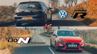 Hyundai i30N Performance vs VW Golf R MK 7.5 Hatchback. HOT HATCHBACK SHOOTOUT. 4K Review.