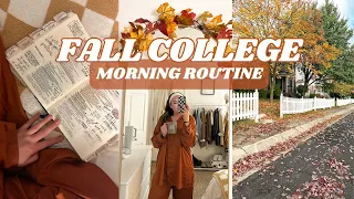 8AM FALL COLLEGE MORNING ROUTINE | cozy & realistic, no classes, grwm, prayer walk, & studying