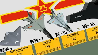 Chinese Air Force PLAAF Aircraft Type and Size Comparison 3D