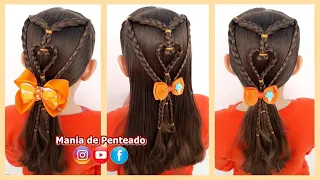 Penteado Infantil com Corações Fácil e Rápido  | Quick & Easy Hearts Hairstyle for Girls