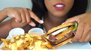 ASMR | CHILI CHEESE FRIES & BACON CHEESEBURGER | EATING SOUNDS