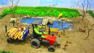 Top most creative diy tractor carrying wooden logs🪵and mini diy chainsawchopping down trees