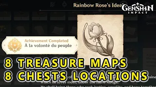 All 8 Treasure Maps 8 Chests Location (A La Volonte Du Peuple Achievement) GENSHIN IMPACT 4.2