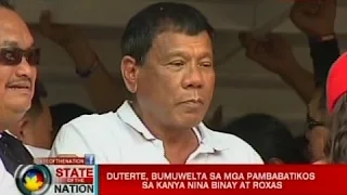 SONA: Duterte, bumuwelta sa mga pambabatikos sa kanya nina Binay at Roxas