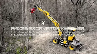 Fecon FMX36 Forestry Mulcher with JCB Hydradig Wheeled Excavator