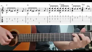 Thank You For The Music (ABBA) - Easy Fingerstyle Guitar Playthrough Tutorial Lesson With Tabs