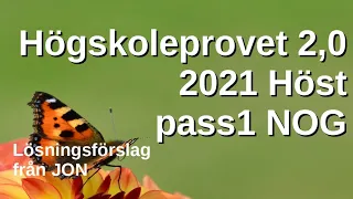 HP 2,0 2021 Höst Okt pass1 NOG. Tips och lösningar till högskoleprovet av Jon