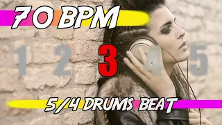 ✅ 70 BPM - 5/4 Drums Beat 🥁 Ten minutes backing track