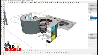 Escritorio Modular de Trabajo Moderno 1 Melamina Madera 3D Sketchup Model Free