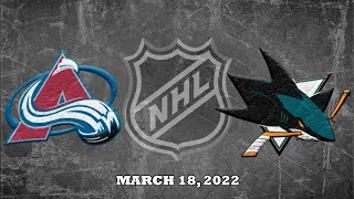 NHL Avalanche vs Sharks | Mar.18, 2022
