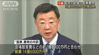 安倍元総理の国葬費用　総額16億6000万円の見込み(2022年9月6日)