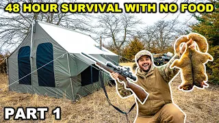 48 HOUR Winter SURVIVAL in the Woods with NO FOOD!!! (Ep. 1)