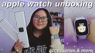 apple watch se unboxing & accessories + set up | silver, 44mm, GPS