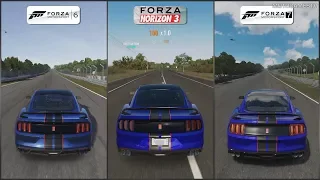 Forza 6 vs Forza Horizon 3 vs Forza 7 - 2016 Ford Shelby GT350R Sound Comparison