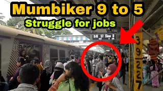Mumbai Local Train Struggle 😭| Heavy Rain In Mumbai | Rush hour at train station in India