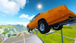 WHICH DRAG CAR CAN FLY THE FURTHEST ON CAR JUMP ARENA? - BeamNG Drive Challenge!