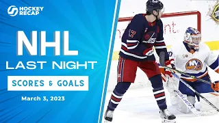 NHL Last Night: All 34 Goals and Scores on March 3, 2023