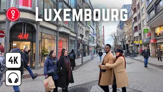 Luxembourg City 🇱🇺 Richest Country in the World, 4K 60fps Walking Tour at Snowy Day 2024 ❄️