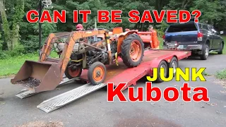 WILL IT RUN?  Thrashed Kubota Diesel Tractor