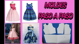 COMO HACER VESTIDOS PARA NIÑAS 💖💖 MOLDES PASO A PASO 💖  UN MOLDE MUCHAS OPCIONES 🌸🌸👍