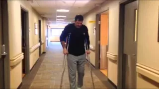 Robotic partial knee replacement surgery patient walking just hours after surgery