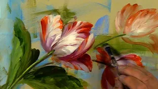 Painting Tulip Flowers with Acrylics using Alla Prima Techniques