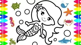 Mermaid Coloring Video| How to Draw a Mermaid Easy for Kids| Original Art for Children