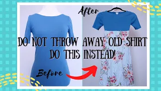 DIY: Old Shirt Becomes a Stylish Girls Dress | Sewing Hacks , Crafts, Clever Clothes Recycling Ideas