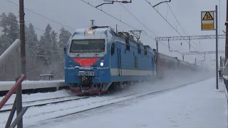 Электровоз ЭП1М-393 с пассажирским поездом