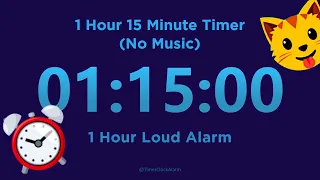 1 Hour 15 minute Timer Countdown (No Music) + 1 Hour Loud Alarm