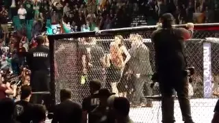 Conor McGregor leaves Octagon after KO of Jose Aldo UFC 194 MGM Las Vegas