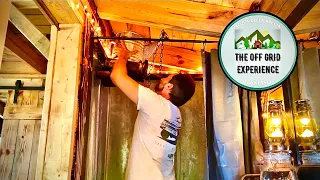 FINISHING a SIMPLE  Off Grid Bathroom | Ep. 3 | One of a Kind Water Can Shower, Stone Floors, Septic